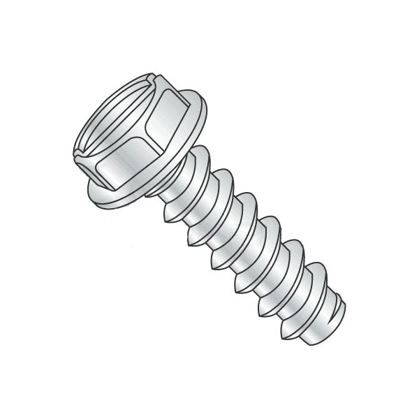 Newport Fasteners Thread Cutting Screw, #8-18 x 1/4 in, Zinc Plated Steel Hex Head Slotted Drive, 10000 PK 713597-10000 - main
